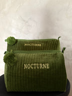 NOCTURNE VELVET COSMETIC BAG - MOSS GREEN