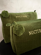 NOCTURNE VELVET COSMETIC BAG - MOSS GREEN