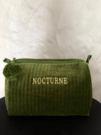 NOCTURNE VELVET COSMETIC BAG - MOSS GREEN