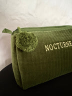 NOCTURNE VELVET COSMETIC BAG - MOSS GREEN