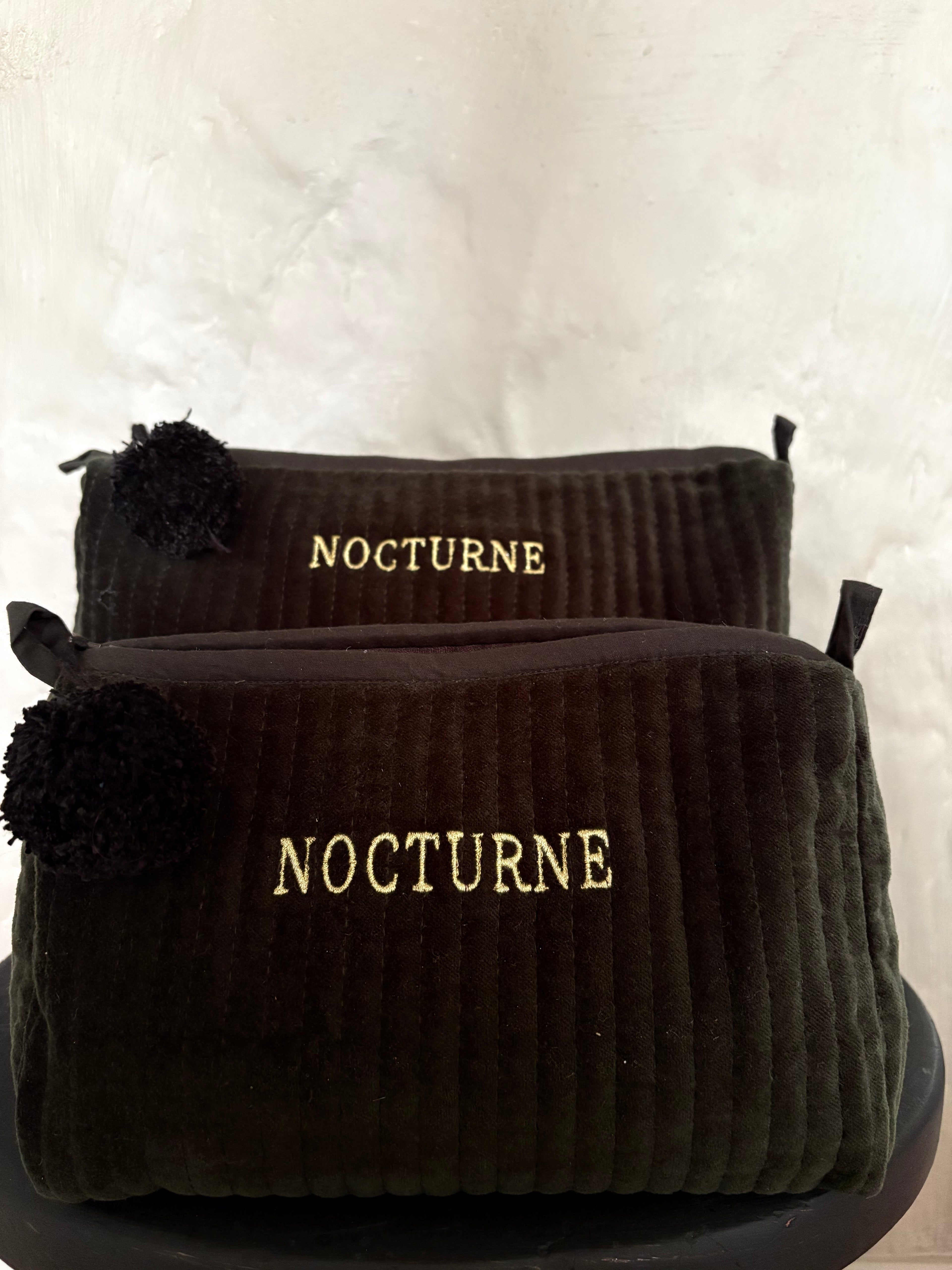 NOCTURNE VELVET COSMETIC BAG - EBONY