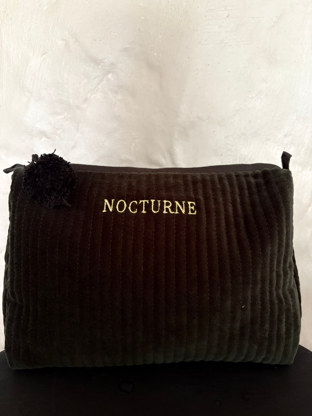 NOCTURNE VELVET COSMETIC BAG - EBONY