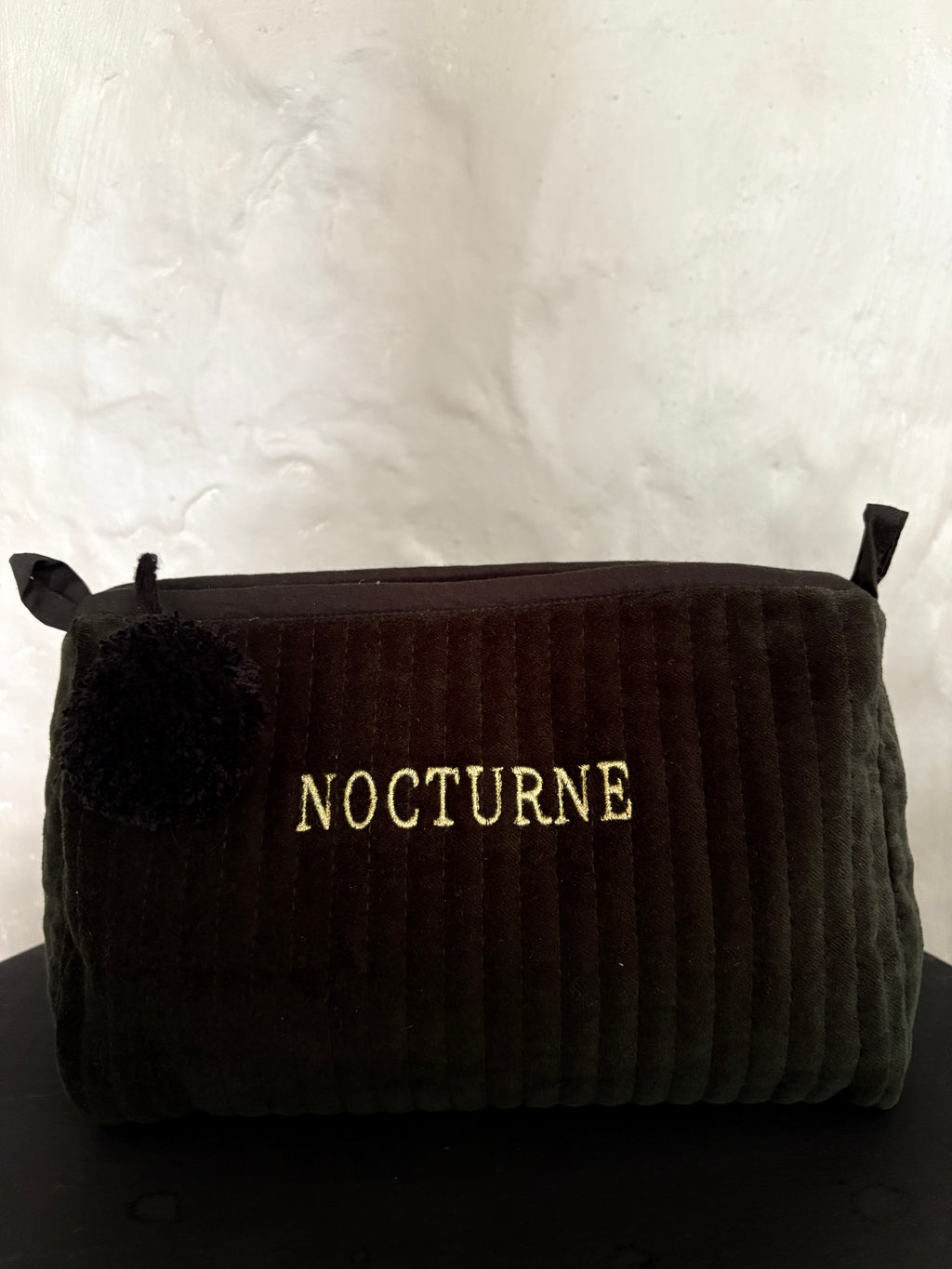NOCTURNE VELVET COSMETIC BAG - EBONY