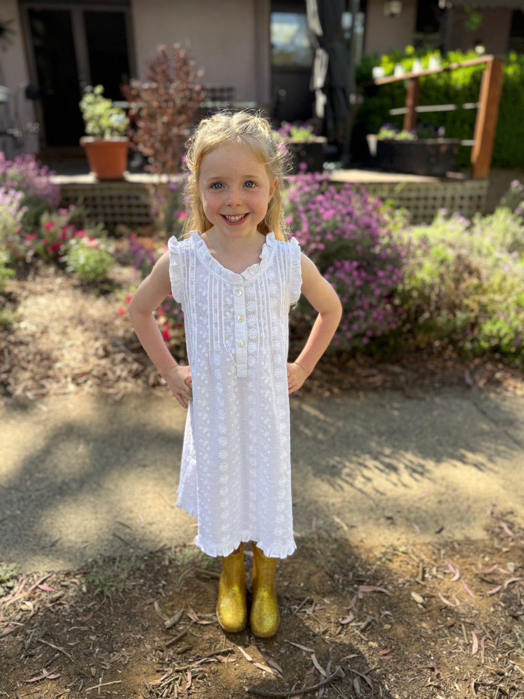 Marigold Embroidered Organic Cotton Nightie Children