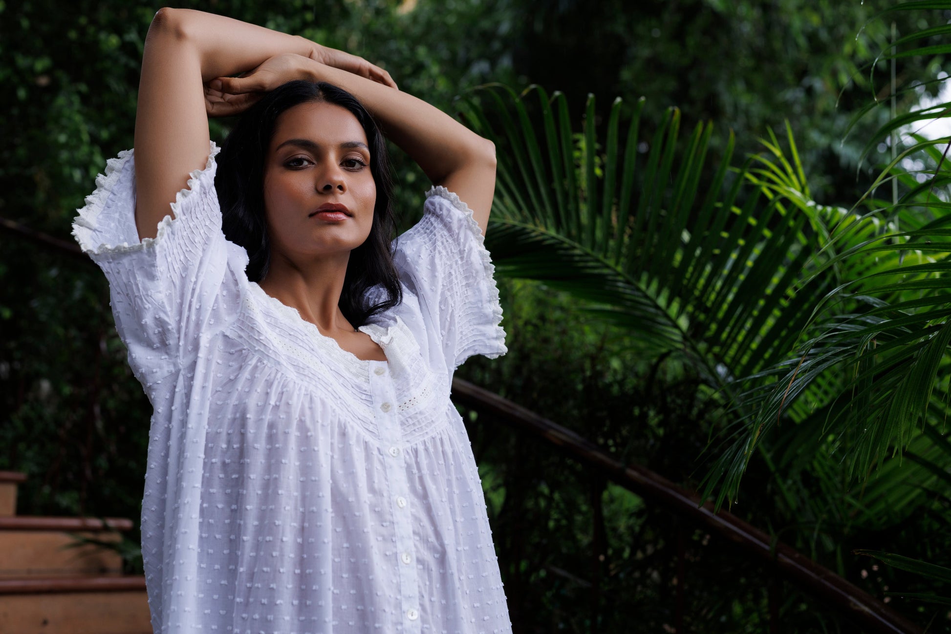 Peony Organic Cotton Nightie - Ivory
