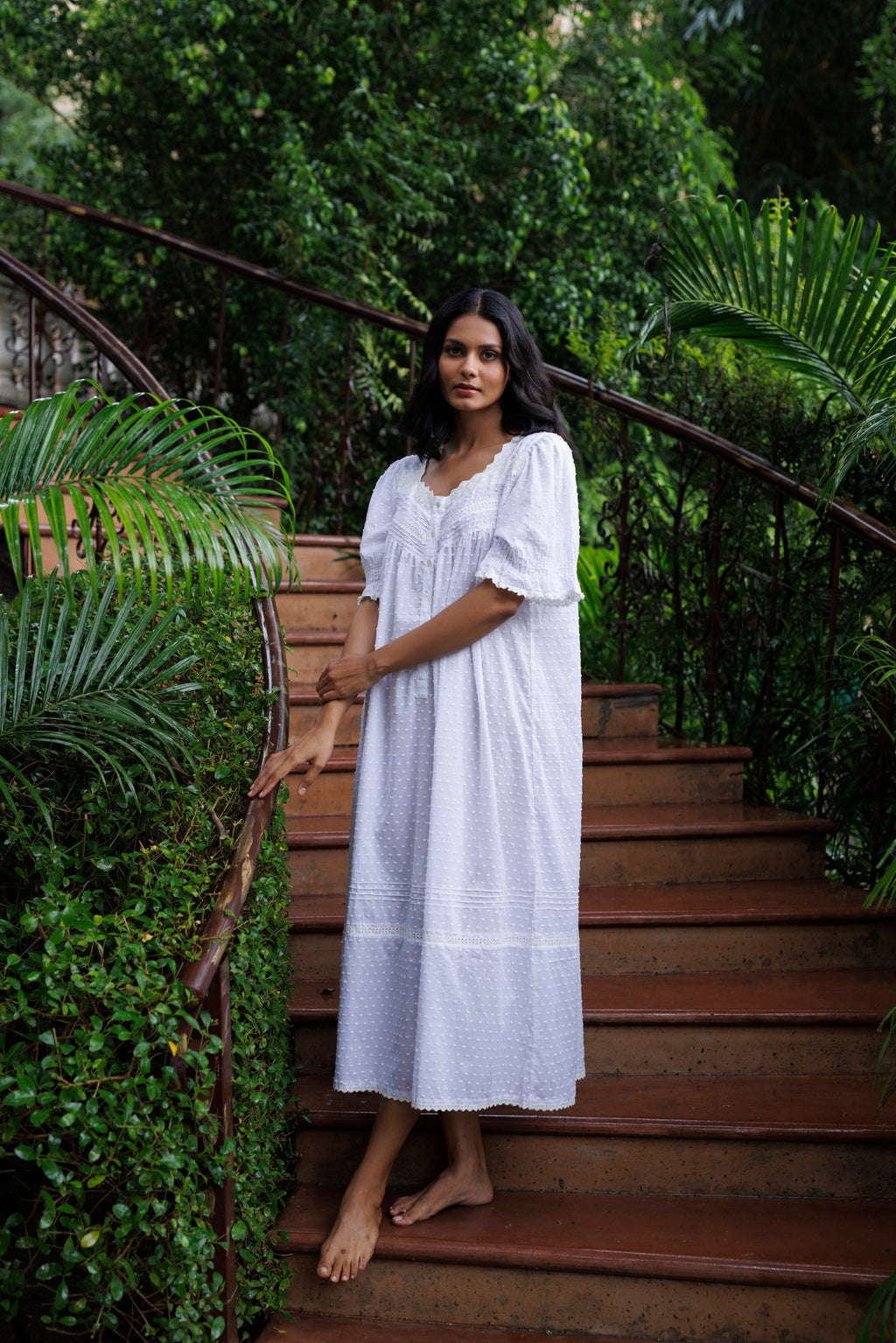 Peony Organic Cotton Nightie - Ivory