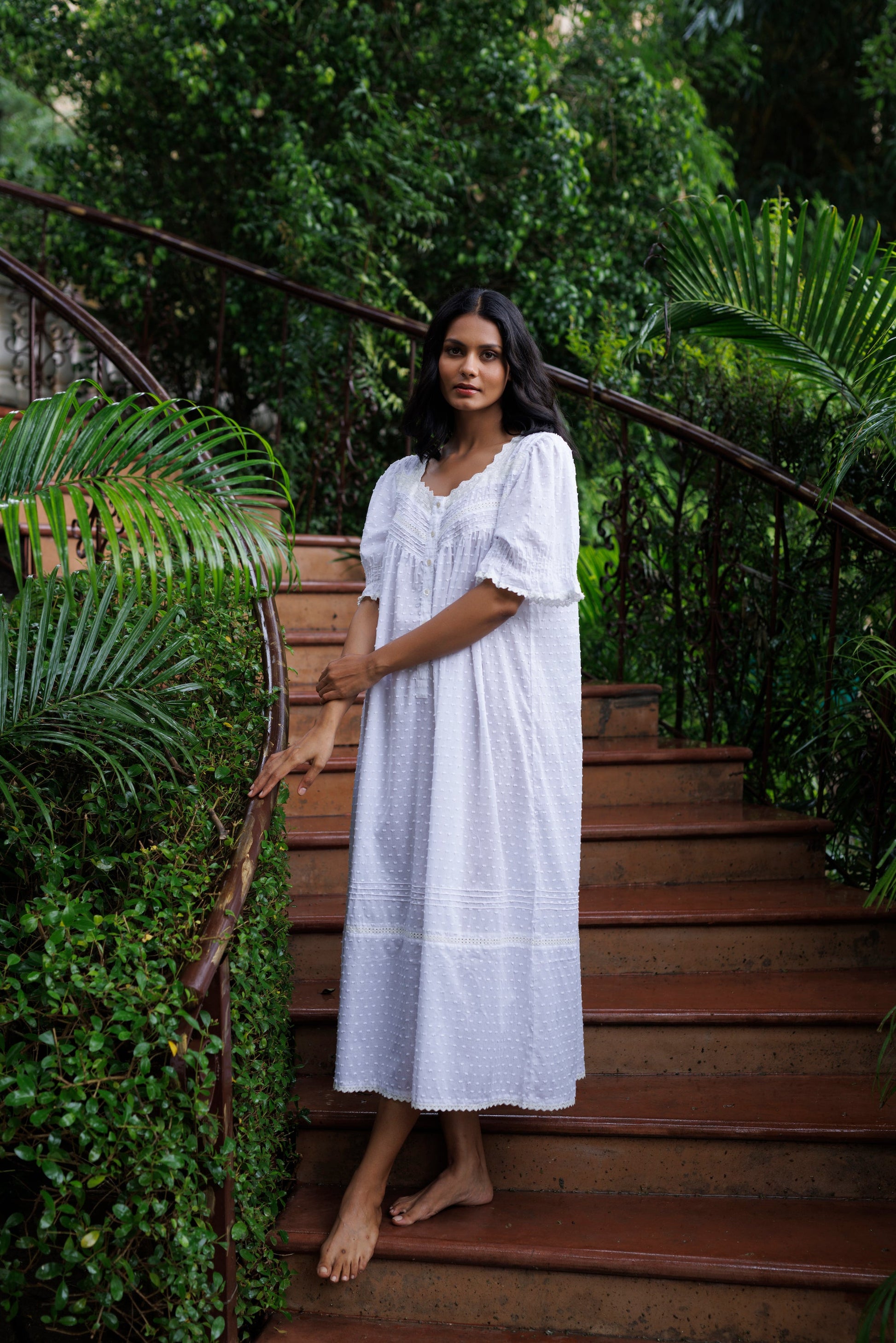 Peony Organic Cotton Nightie - Ivory
