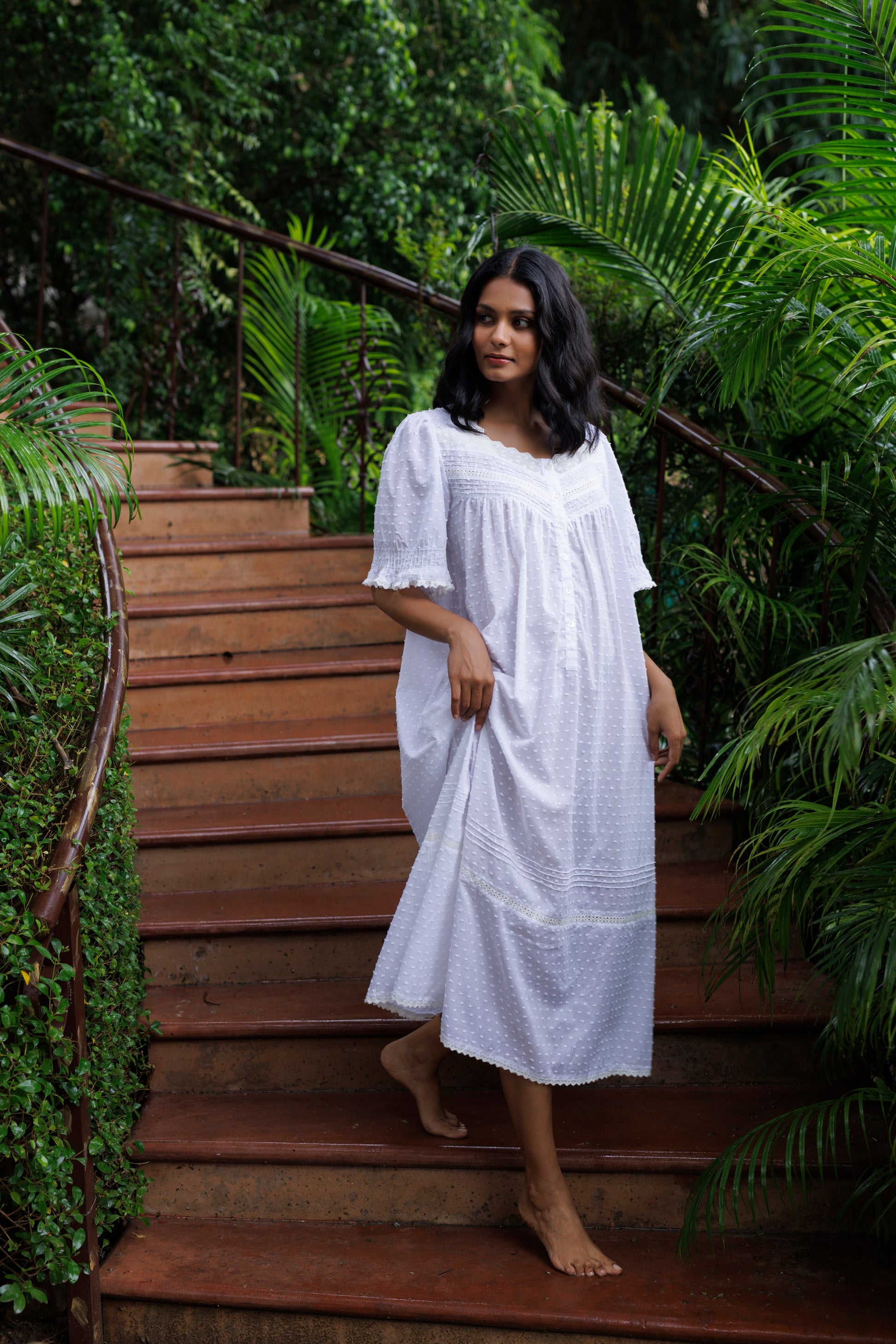 Peony Organic Cotton Nightie - Ivory