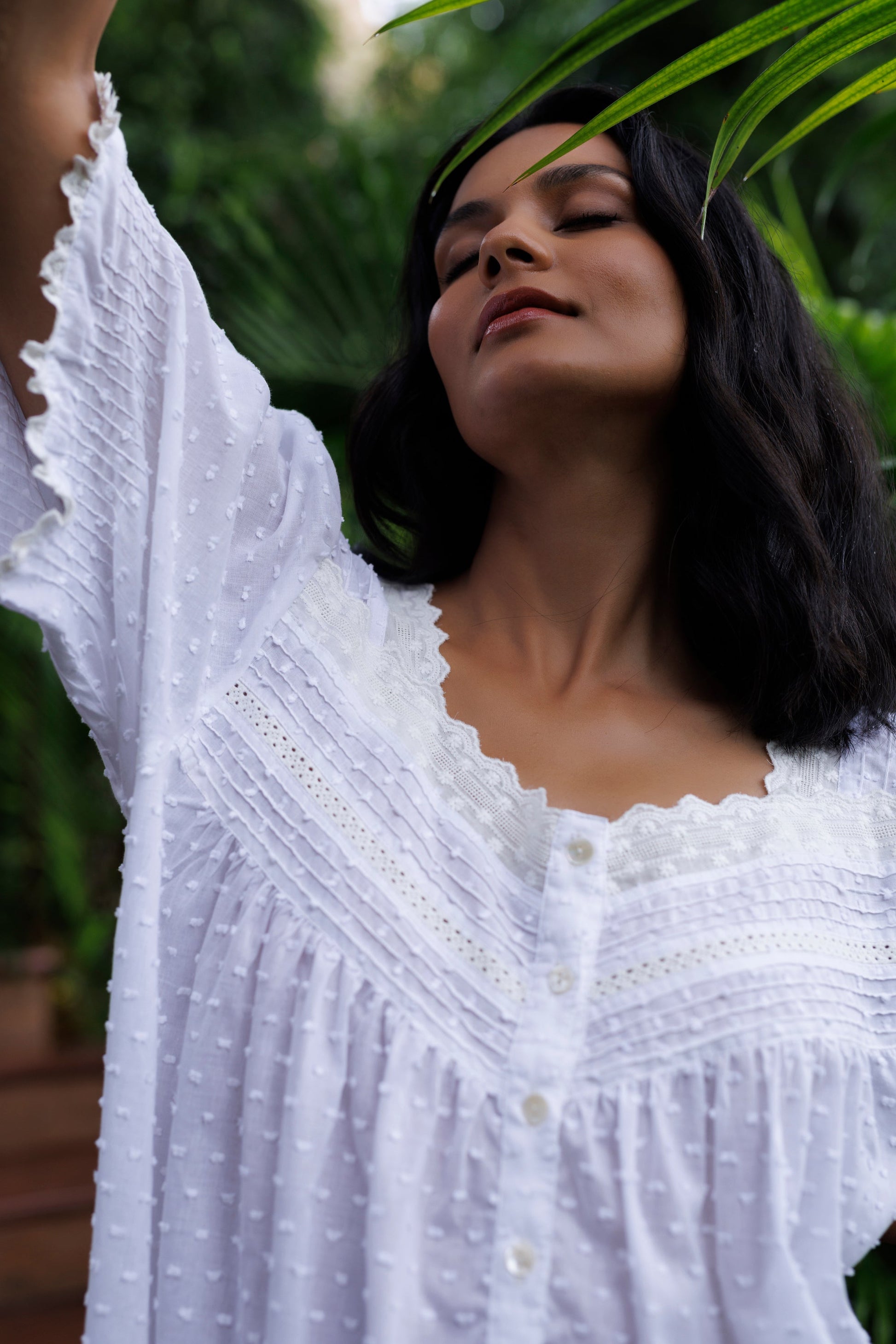 Peony Organic Cotton Nightie - Ivory