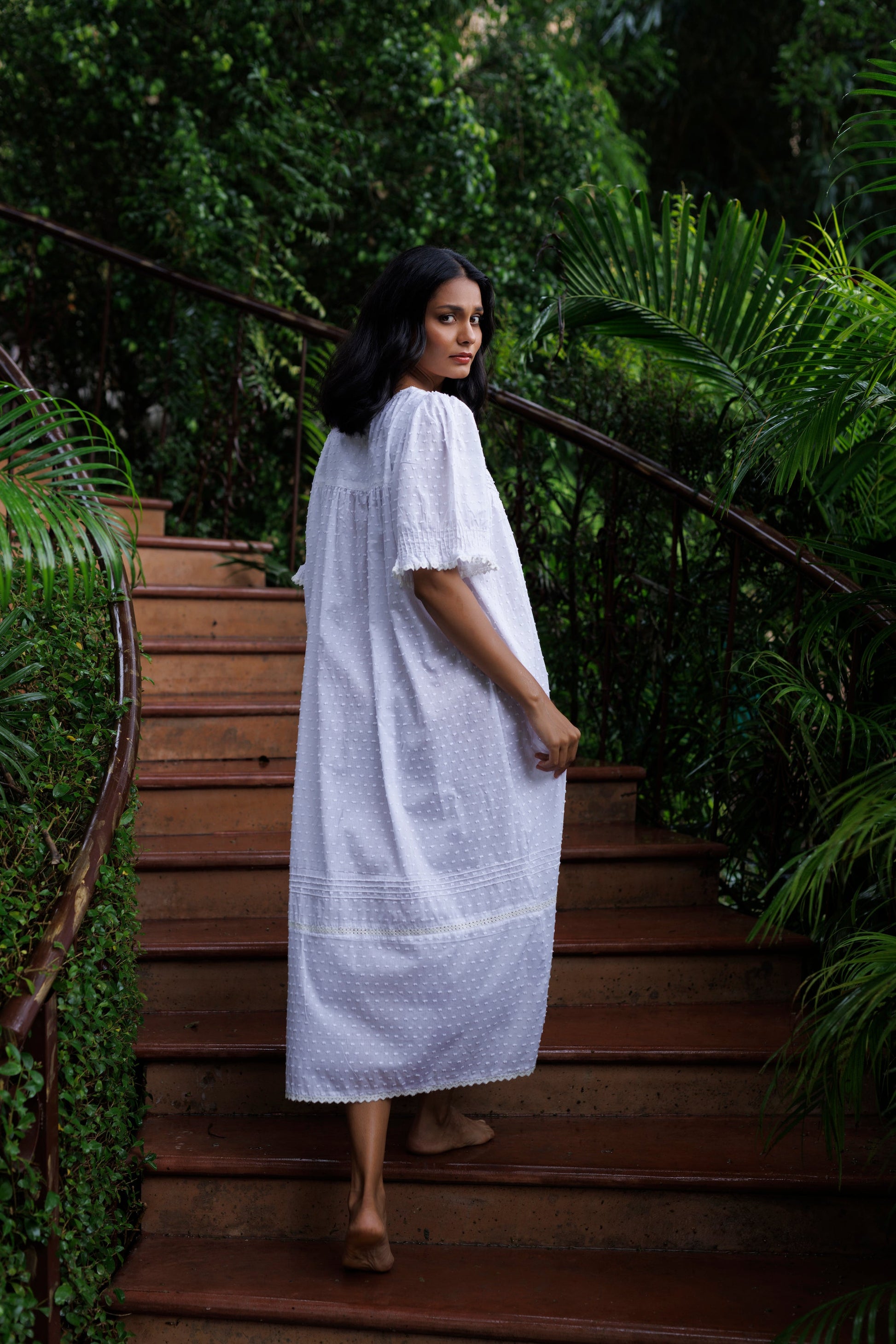 Peony Organic Cotton Nightie - Ivory