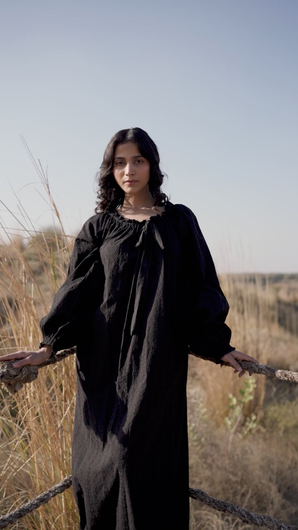 Bella Embroidered Organic Cotton Nightie - Ebony